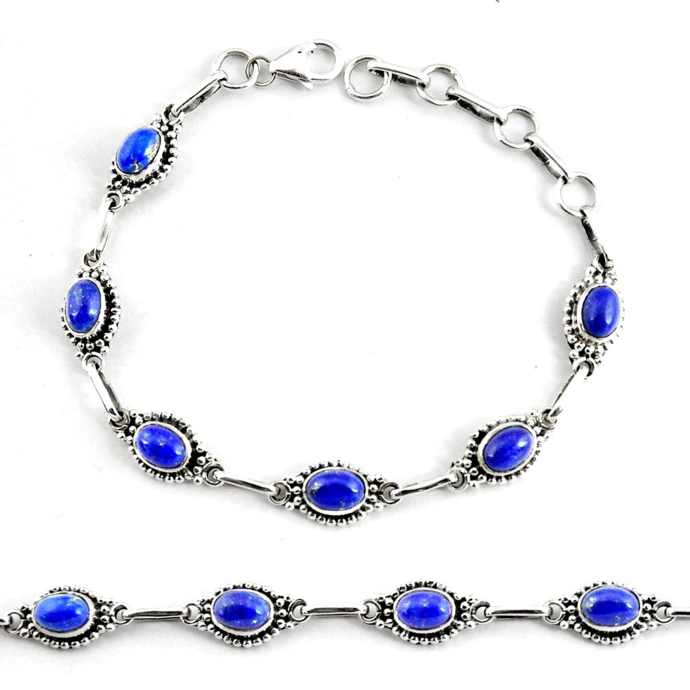 9.03cts natural blue lapis lazuli 925 silver tennis bracelet jewelry p68102