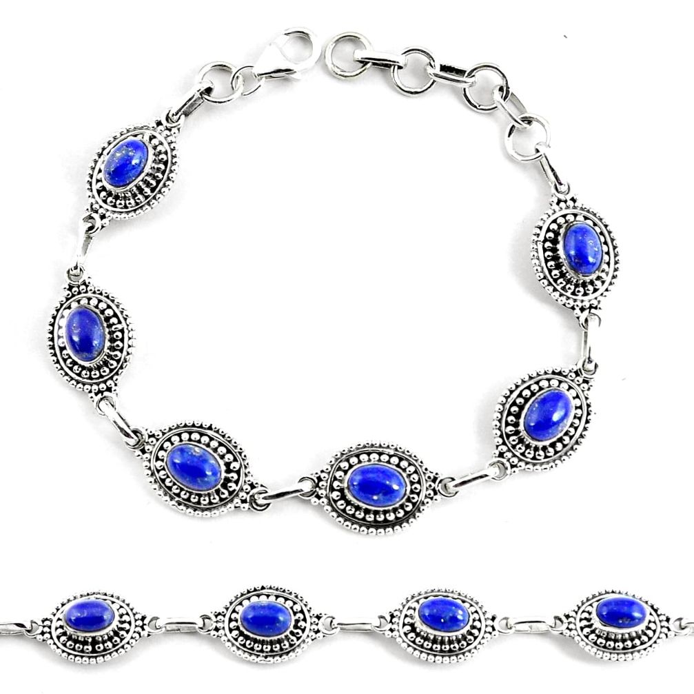 9.72cts natural blue lapis lazuli 925 silver tennis bracelet p68096