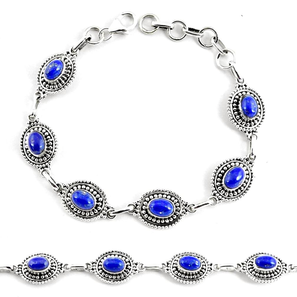 9.72cts natural blue lapis lazuli 925 silver tennis bracelet p68097