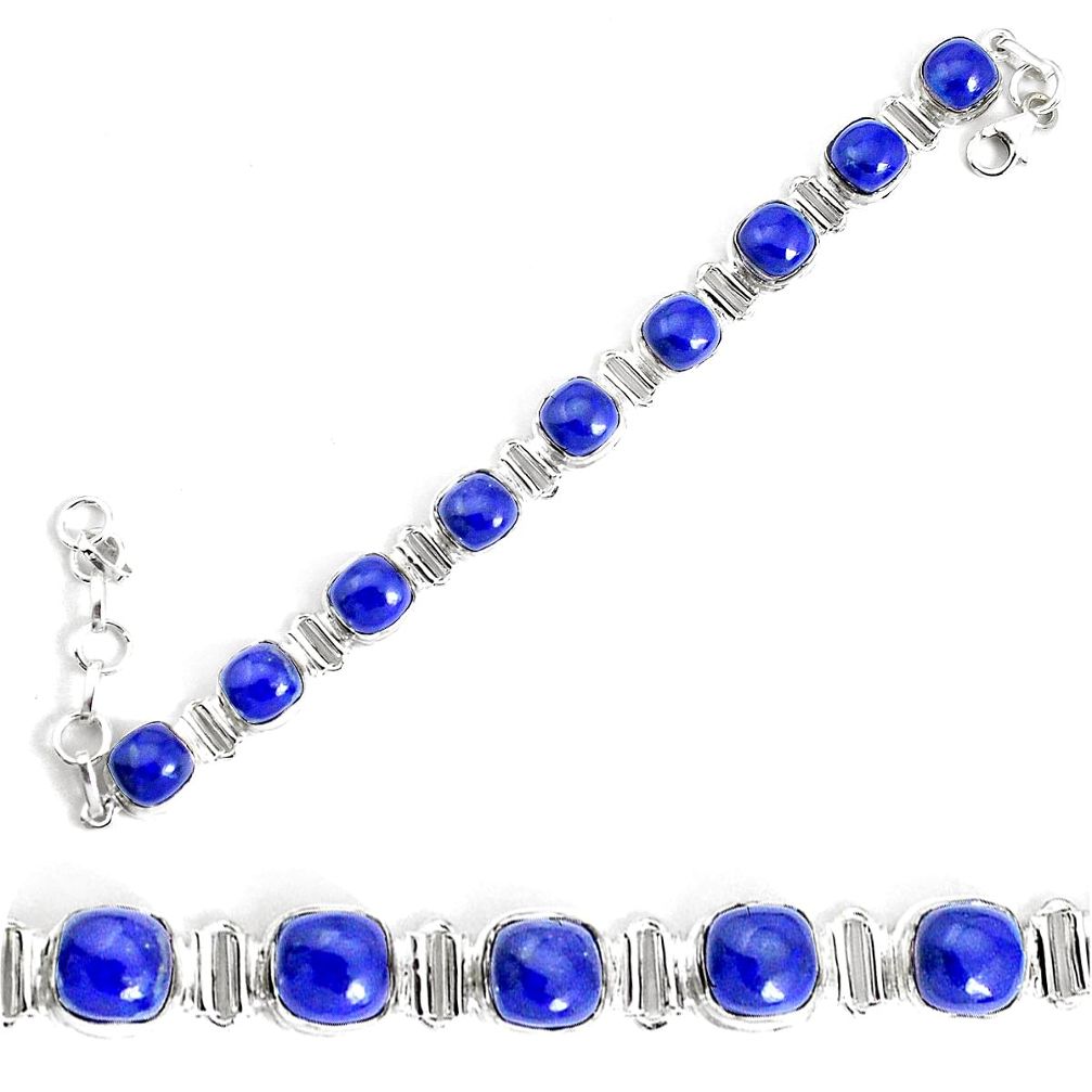 34.02cts natural blue lapis lazuli 925 sterling silver tennis bracelet p34591