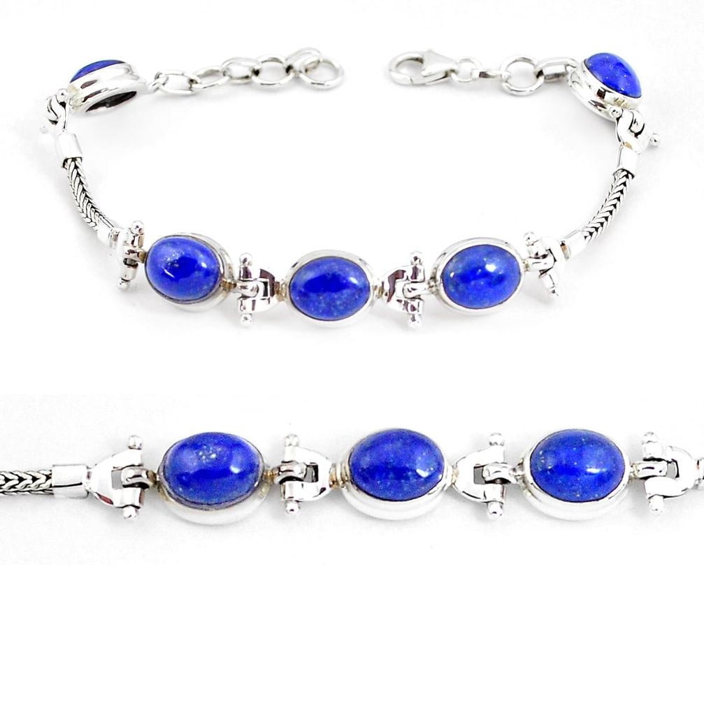 22.34cts natural blue lapis lazuli 925 sterling silver tennis bracelet p54812