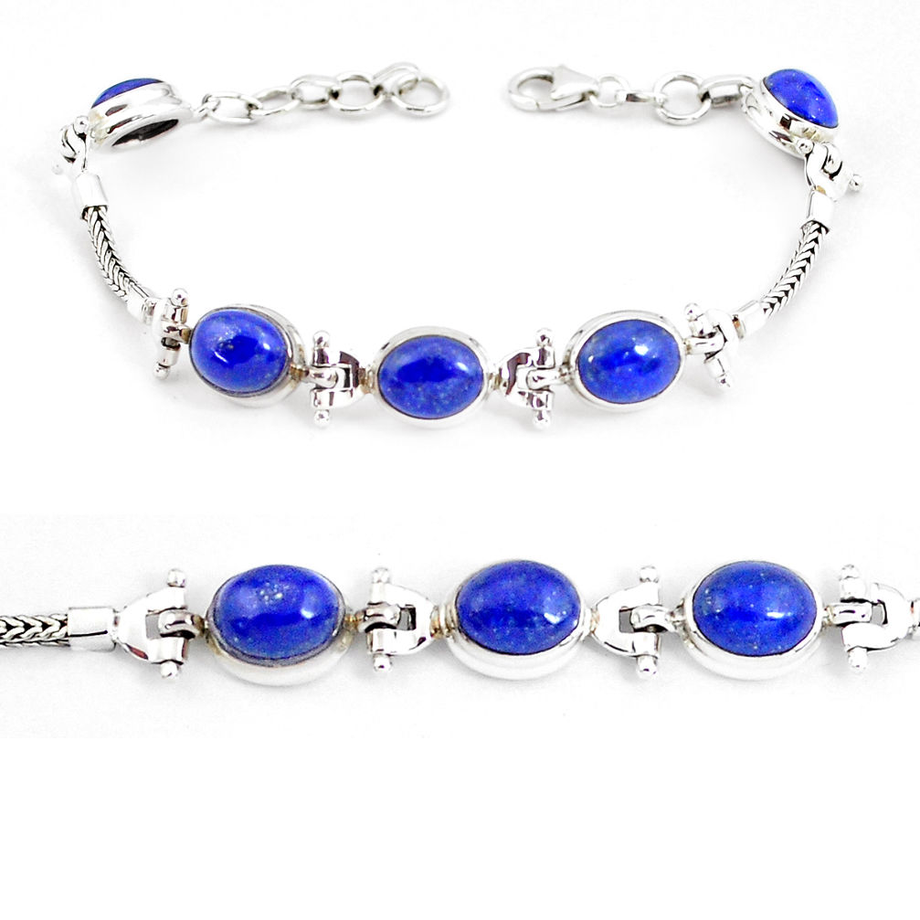 22.53cts natural blue lapis lazuli 925 sterling silver tennis bracelet p54813