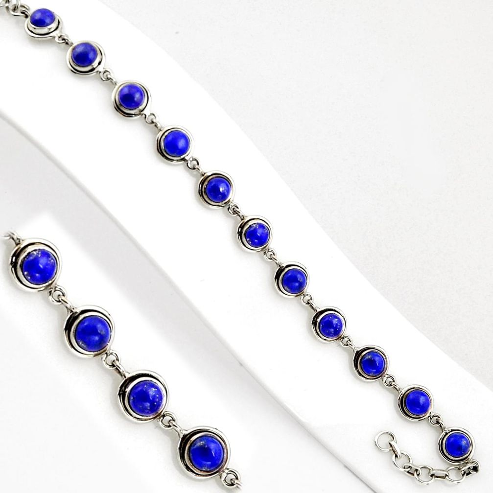 16.42cts natural blue lapis lazuli 925 sterling silver tennis bracelet p89123