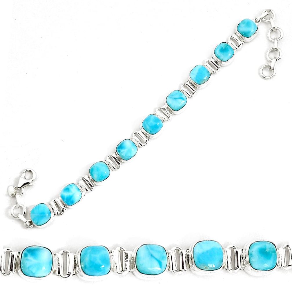 29.22cts natural blue larimar 925 sterling silver tennis bracelet jewelry p34525