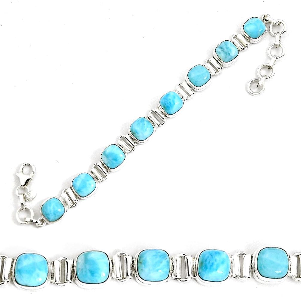 27.02cts natural blue larimar 925 sterling silver tennis bracelet jewelry p34526
