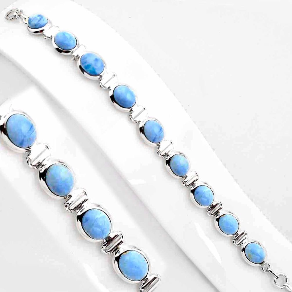 37.47cts natural blue owyhee opal 925 sterling silver tennis bracelet p89031