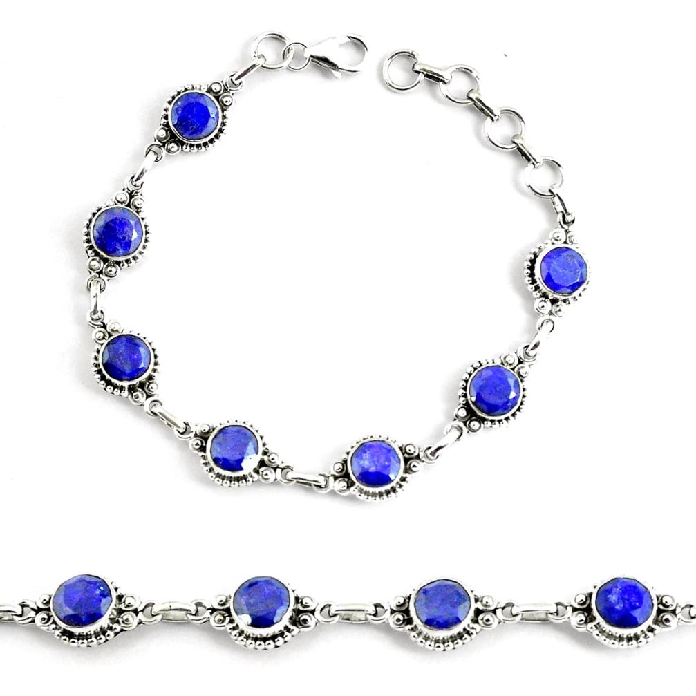 18.72cts natural blue sapphire 925 silver solitaire tennis bracelet p68030