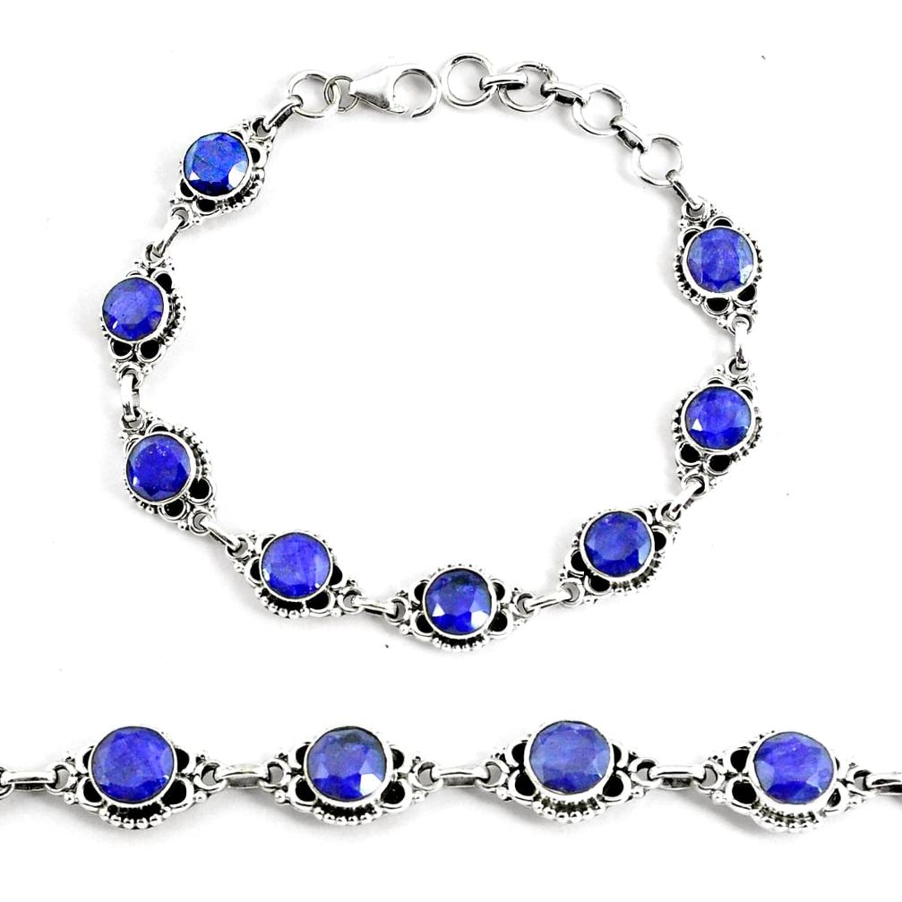 19.30cts natural blue sapphire 925 silver solitaire tennis bracelet p68033