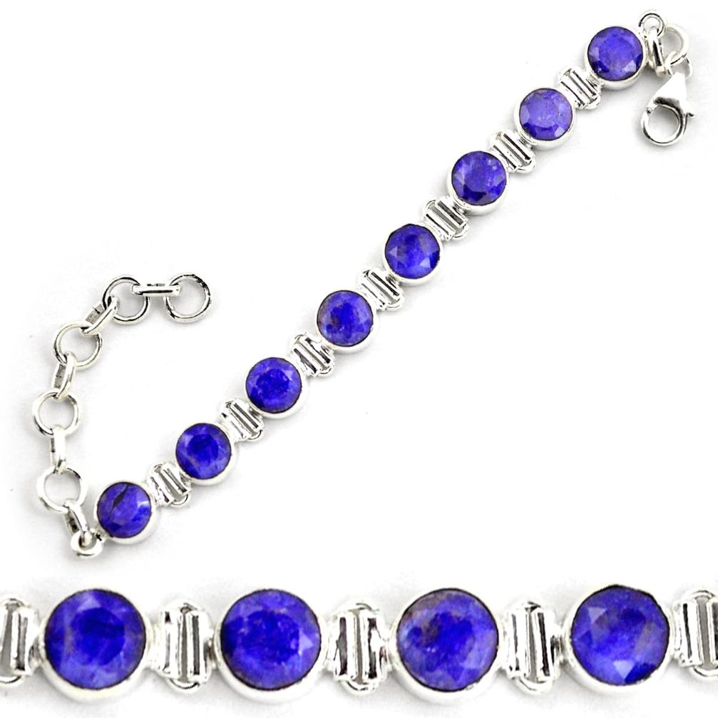 23.94cts natural blue sapphire 925 sterling silver tennis bracelet p87811