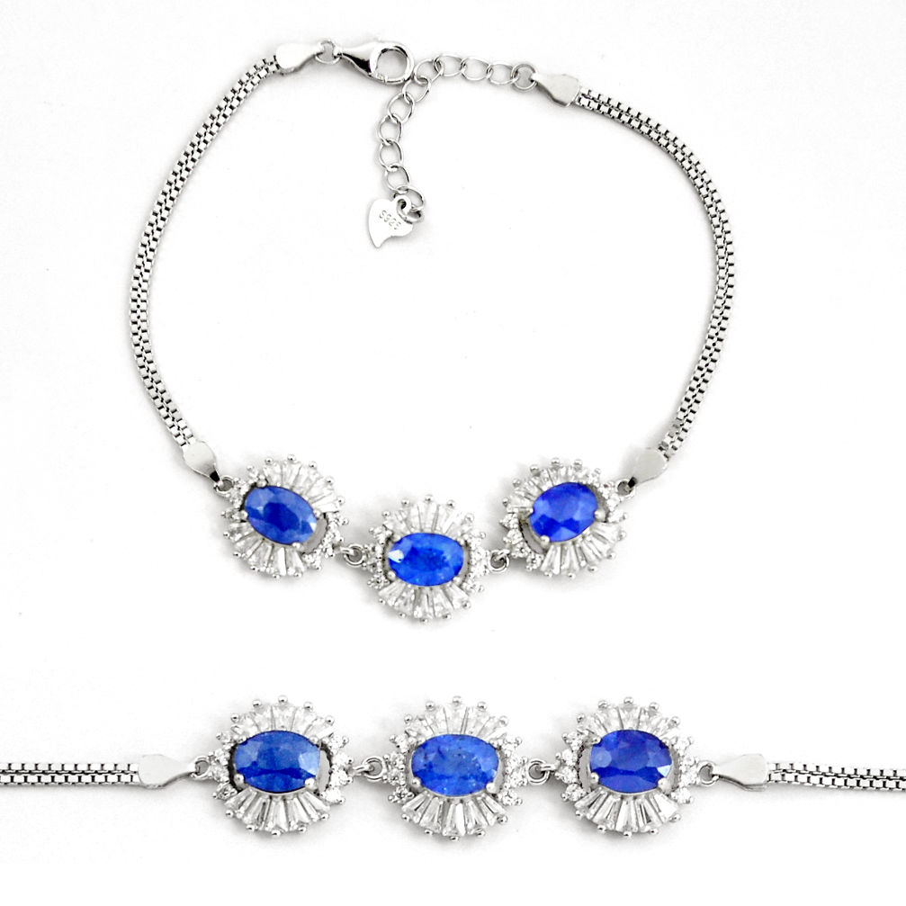 9.92cts natural blue sapphire topaz 925 sterling silver tennis bracelet c2314