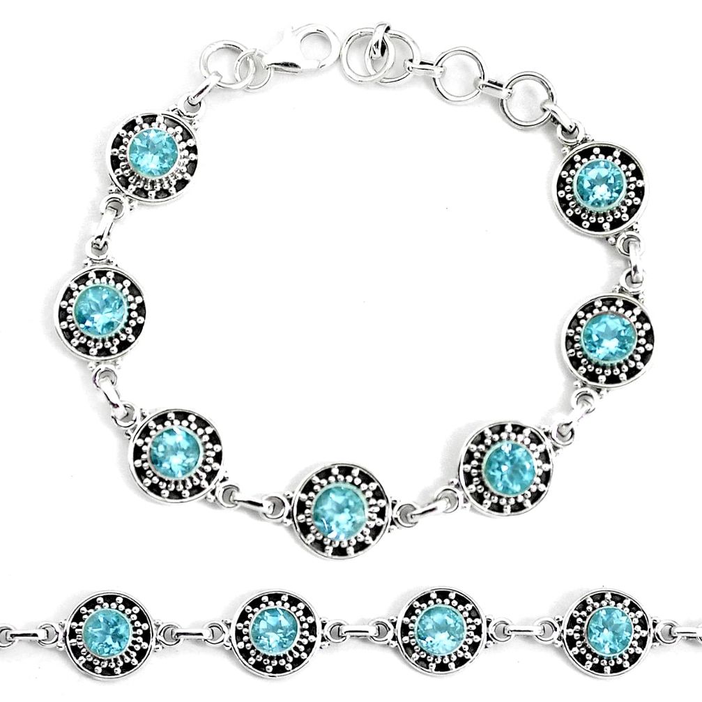 10.15cts natural blue topaz 925 sterling silver tennis bracelet jewelry p34655