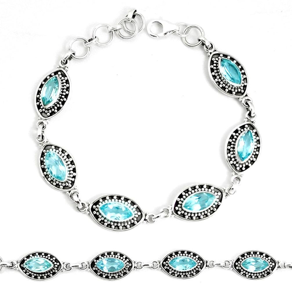 15.90cts natural blue topaz 925 sterling silver tennis bracelet jewelry p34676