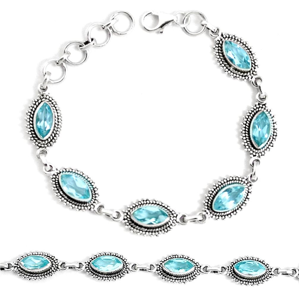 14.27cts natural blue topaz 925 sterling silver tennis bracelet jewelry p34677