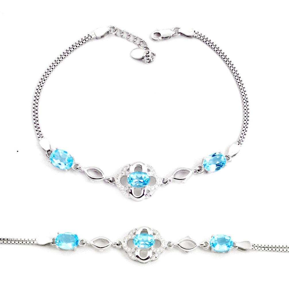 7.78cts natural blue topaz topaz 925 sterling silver tennis bracelet c2303