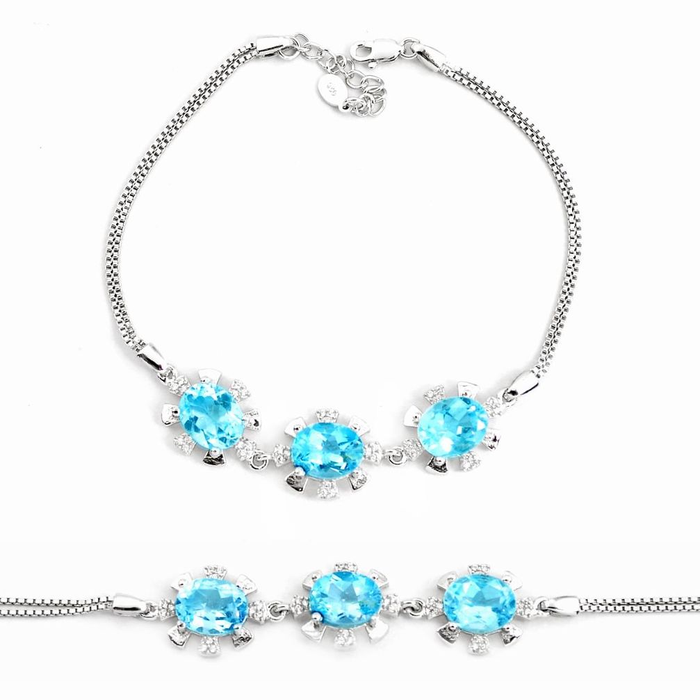 13.34cts natural blue topaz topaz 925 sterling silver tennis bracelet c2321