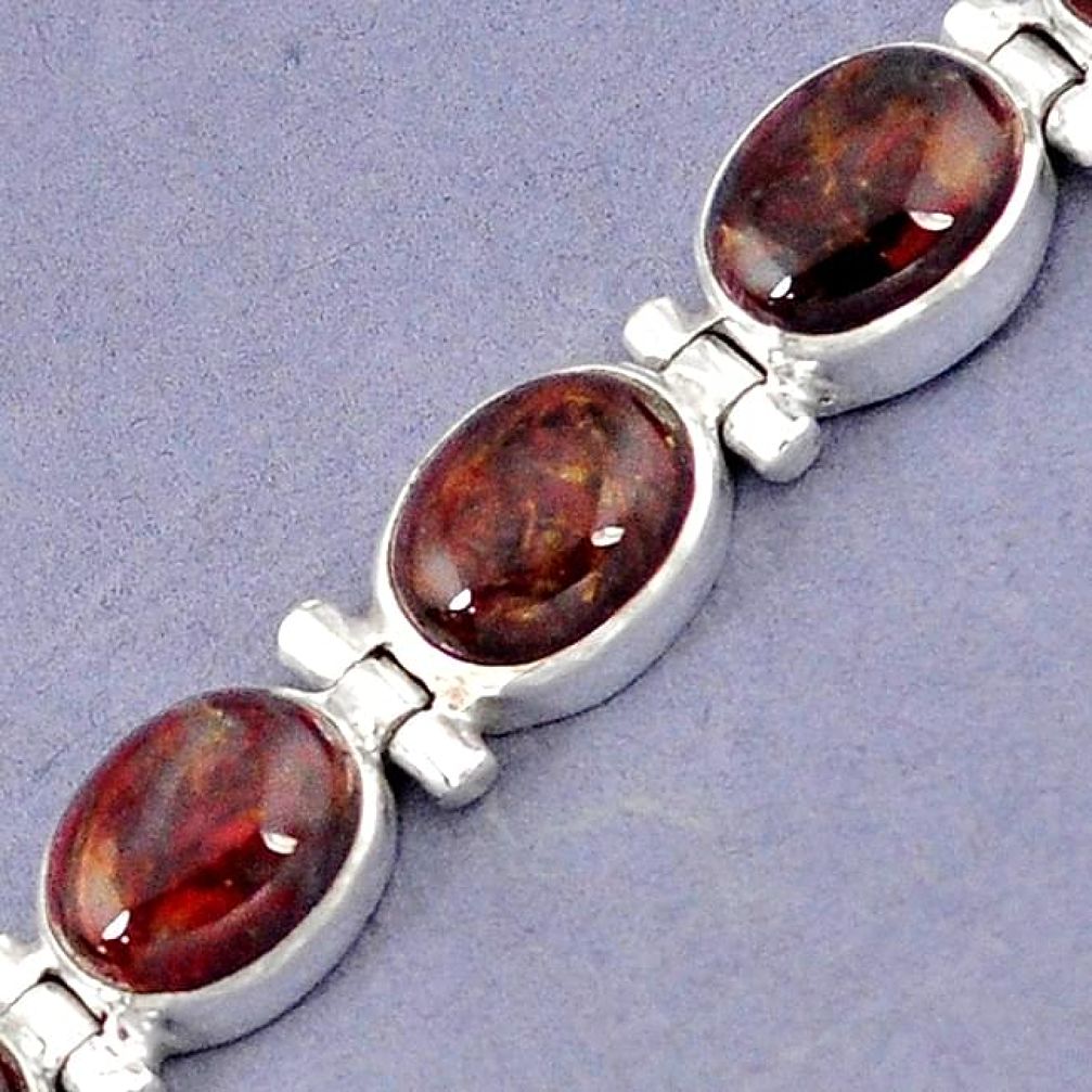 NATURAL BROWN PIETERSITE (AFRICAN) 925 STERLING SILVER BRACELET JEWELRY H8659
