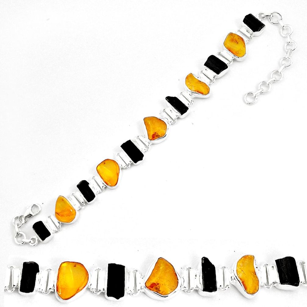 36.67cts natural green amber from colombia 925 silver tennis bracelet p35630