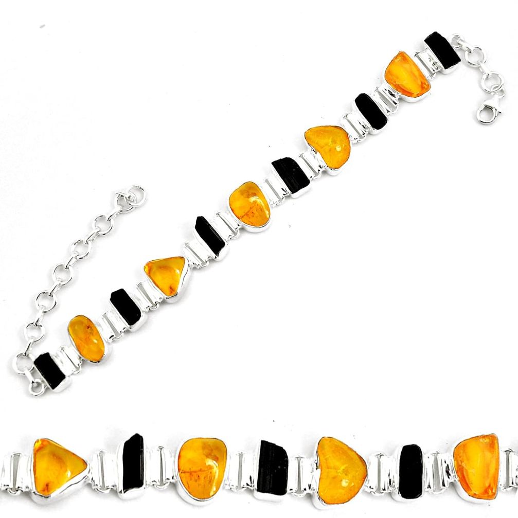 34.21cts natural green amber from colombia 925 silver tennis bracelet p35632