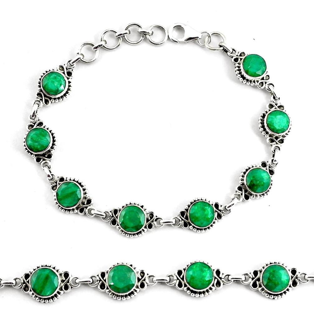 19.34cts natural green emerald 925 silver tennis bracelet jewelry p68070