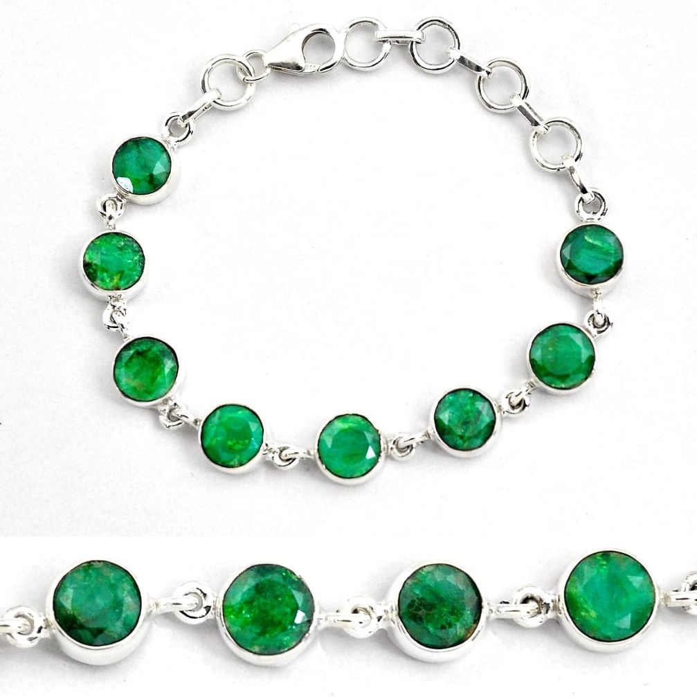 20.69cts natural green emerald 925 sterling silver tennis bracelet p87809