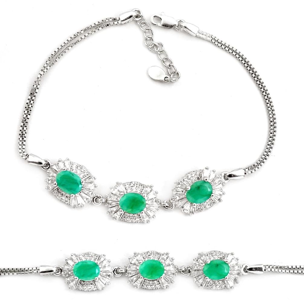 12.45cts natural green emerald topaz 925 sterling silver tennis bracelet c2272