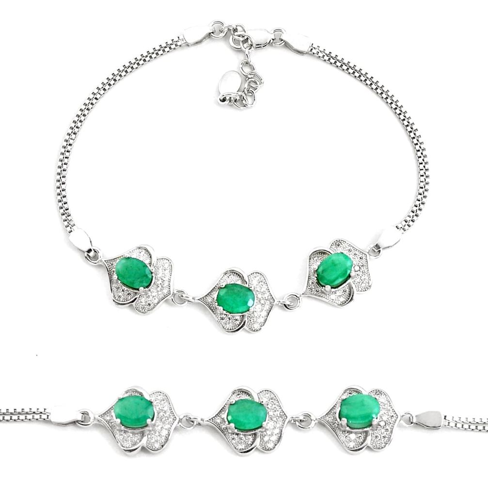 7.62cts natural green emerald topaz 925 sterling silver tennis bracelet c2297