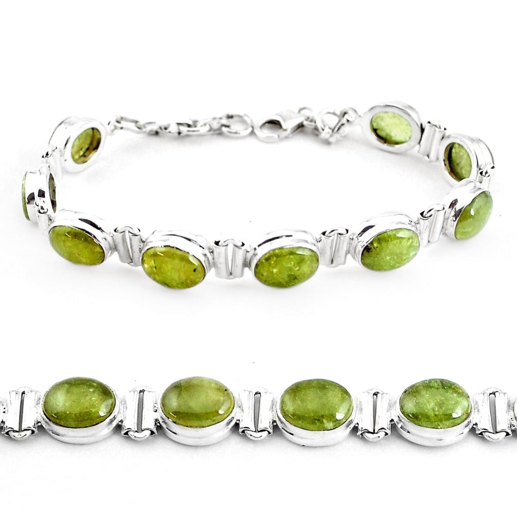 36.86cts natural green garnet 925 sterling silver tennis bracelet p40005