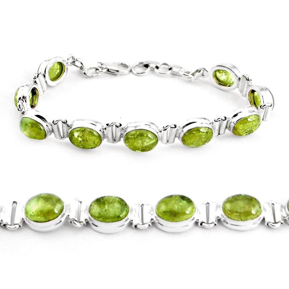 37.91cts natural green garnet 925 sterling silver tennis bracelet p40006