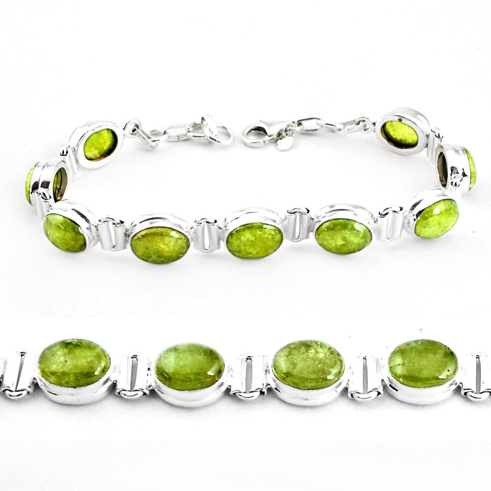 38.27cts natural green garnet 925 sterling silver tennis bracelet p40007