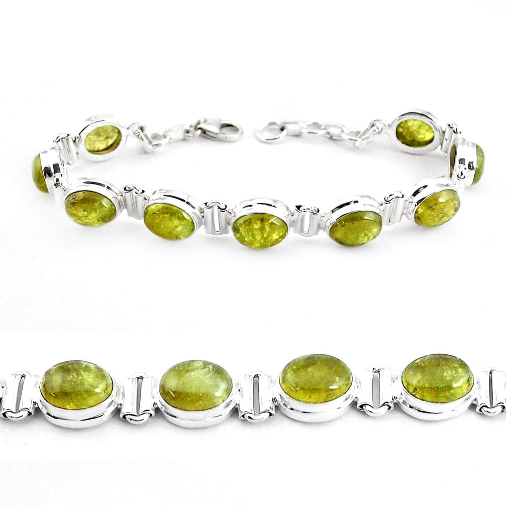 38.66cts natural green garnet 925 sterling silver tennis bracelet p40009