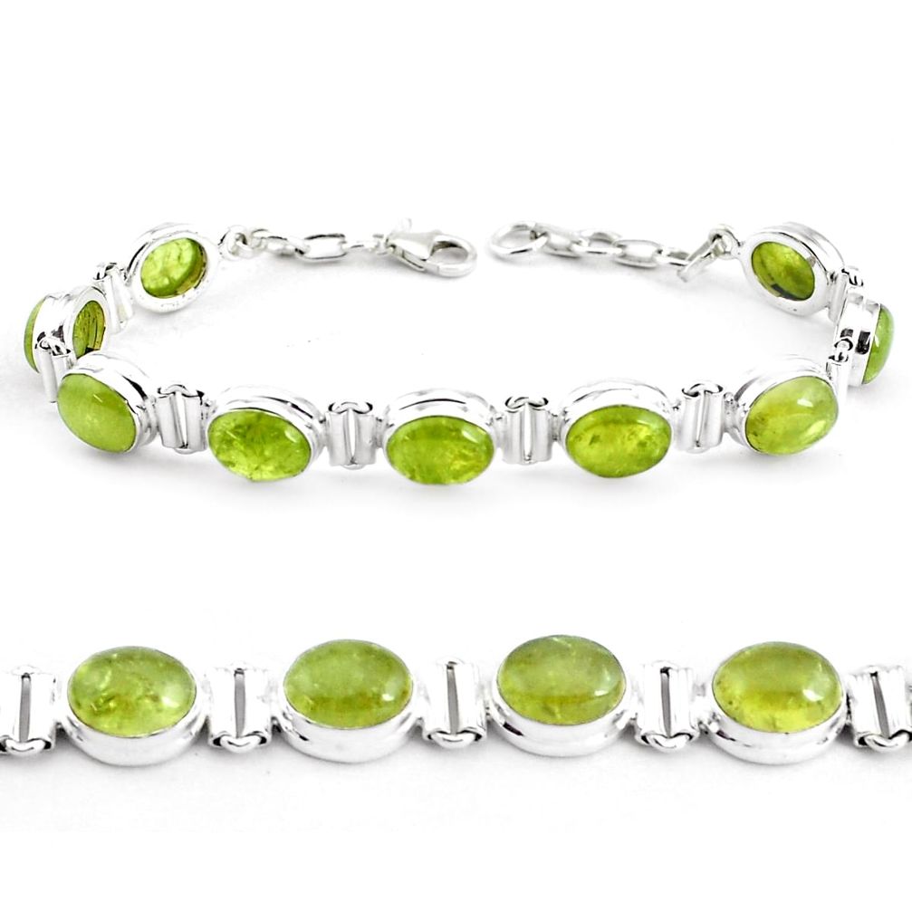 37.85cts natural green garnet 925 sterling silver tennis bracelet p40012