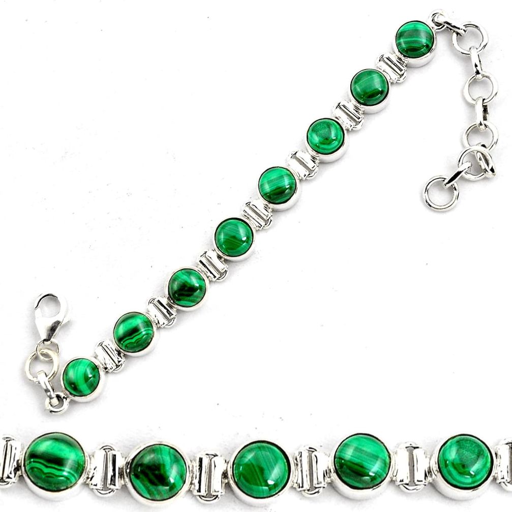 21.22cts natural green malachite (pilot's stone) silver tennis bracelet p87834