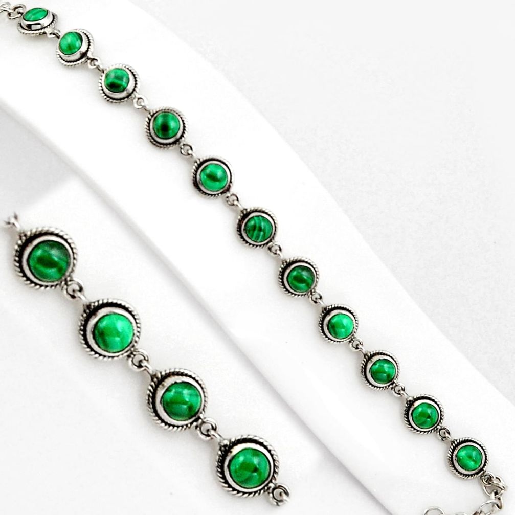 16.67cts natural green malachite (pilot's stone) silver tennis bracelet p89139