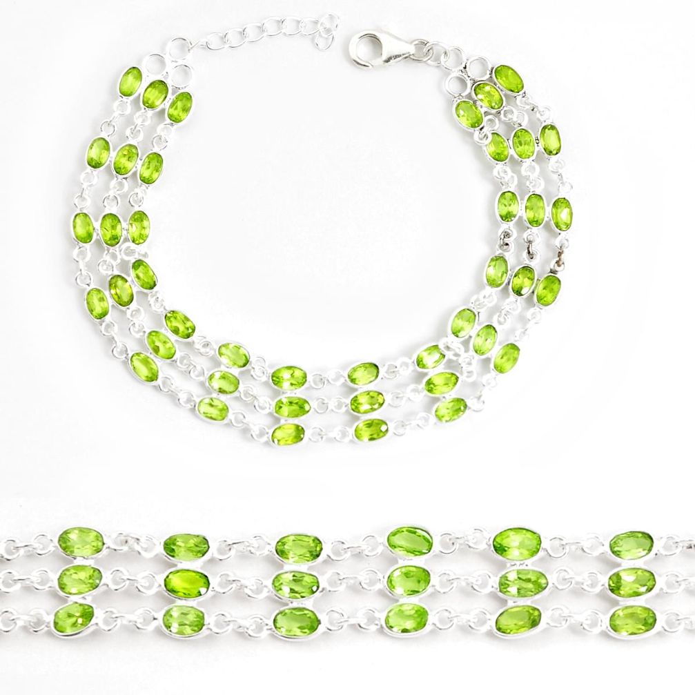 14.67cts natural green peridot 925 sterling silver bracelet jewelry p43460