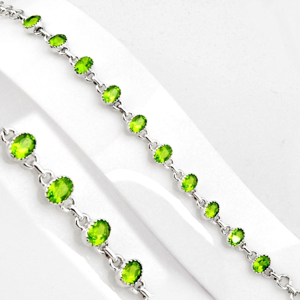 16.34cts natural green peridot 925 sterling silver tennis bracelet p89069