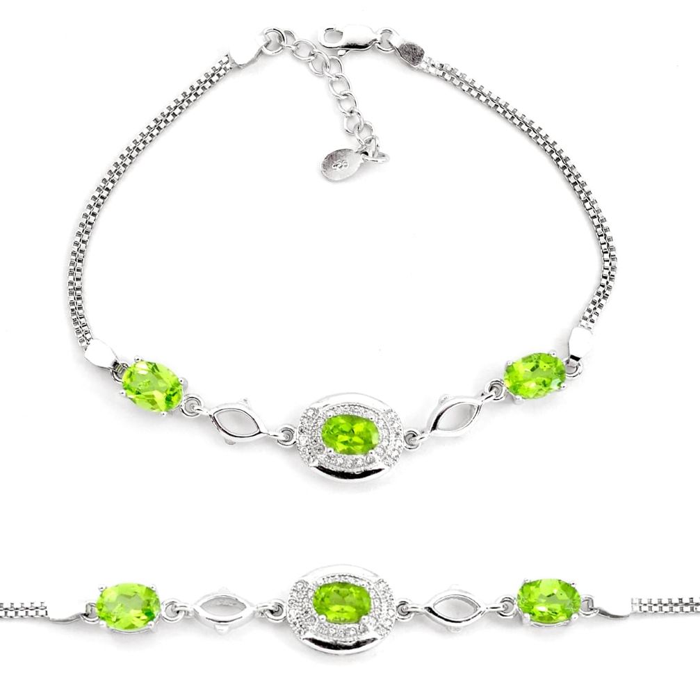 7.51cts natural green peridot topaz 925 sterling silver tennis bracelet c2269