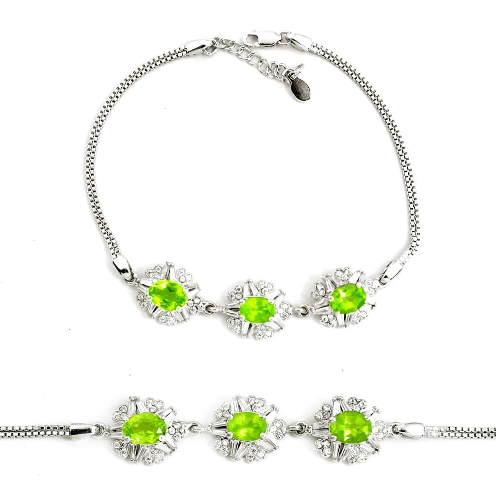 10.26cts natural green peridot topaz 925 sterling silver tennis bracelet c2287