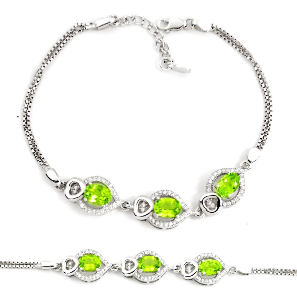 7.99cts natural green peridot topaz 925 sterling silver tennis bracelet c2307