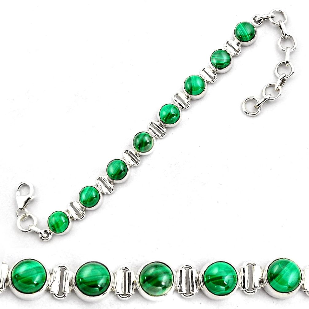 21.22cts natural malachite (pilot's stone) 925 silver tennis bracelet p87832