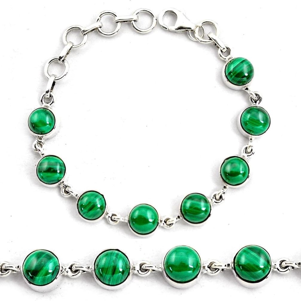 19.84cts natural malachite (pilot's stone) 925 silver tennis bracelet p87836