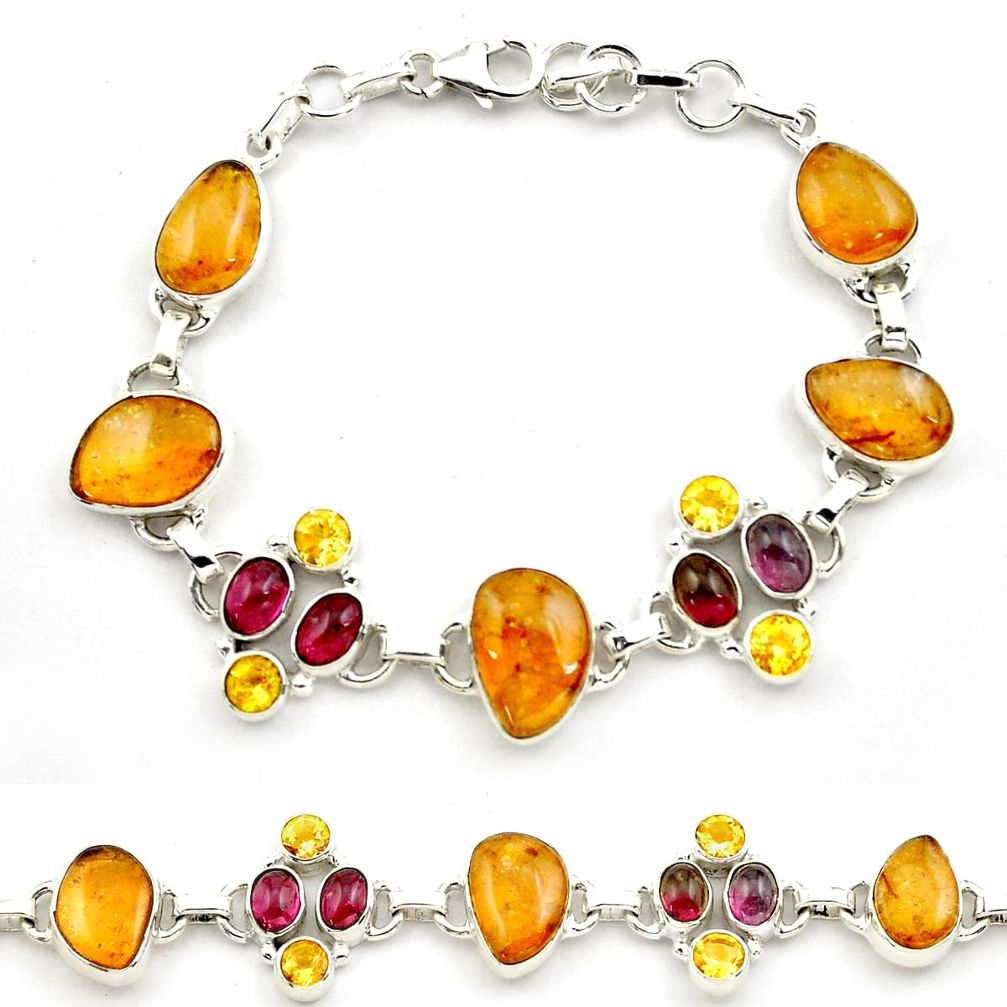 44.33cts natural multi color tourmaline citrine 925 silver bracelet p76735