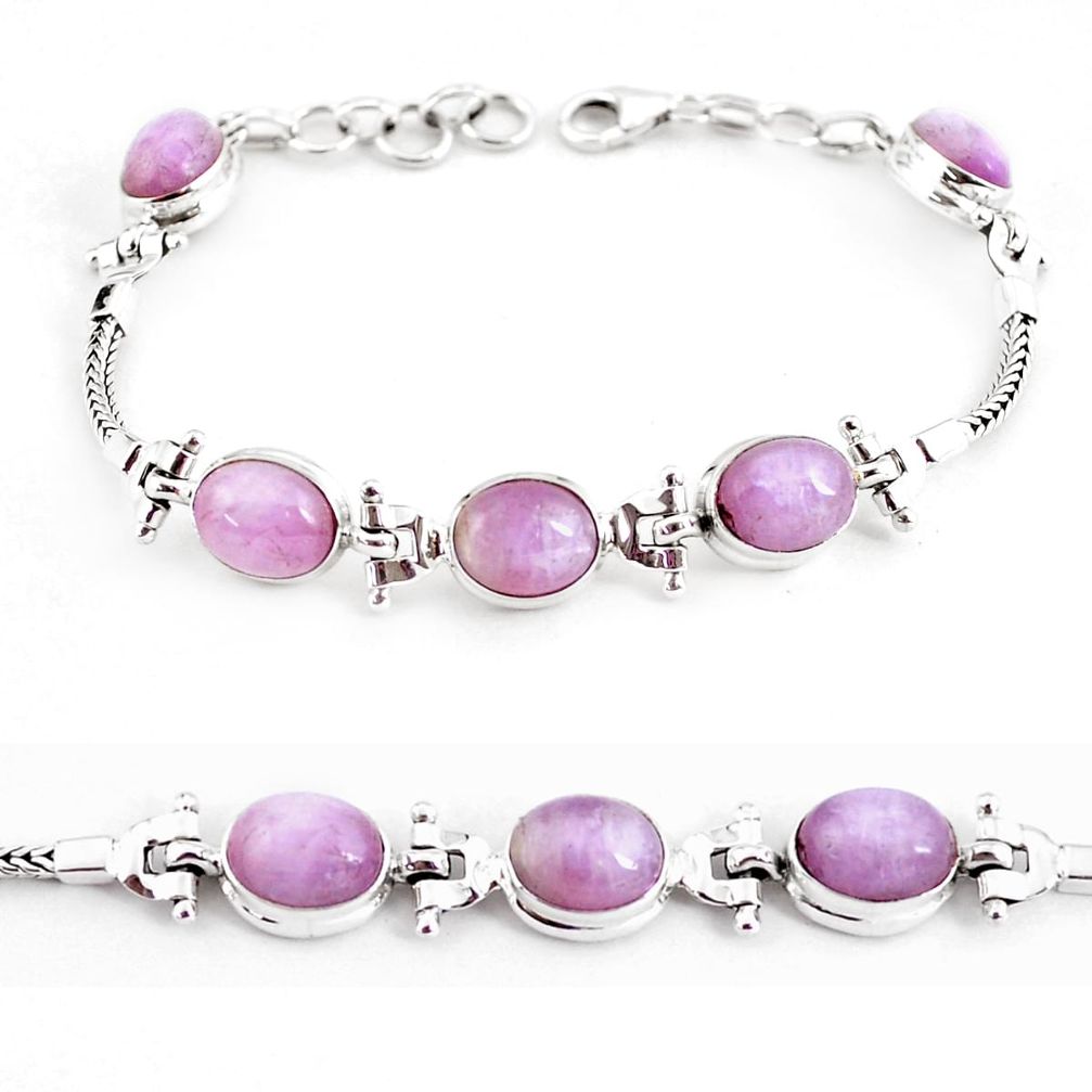 22.89cts natural pink kunzite 925 sterling silver tennis bracelet jewelry p54727