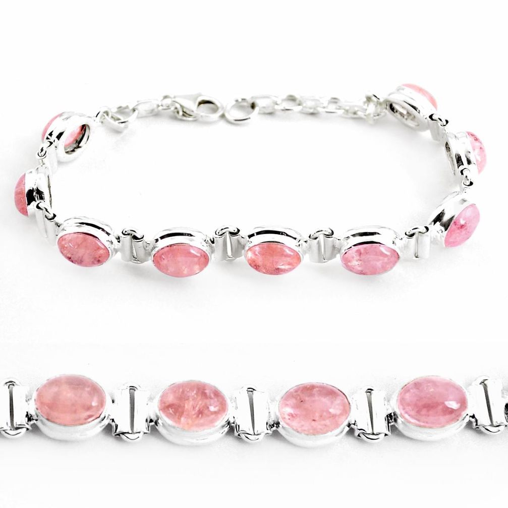 28.37cts natural pink morganite 925 sterling silver tennis bracelet p41022