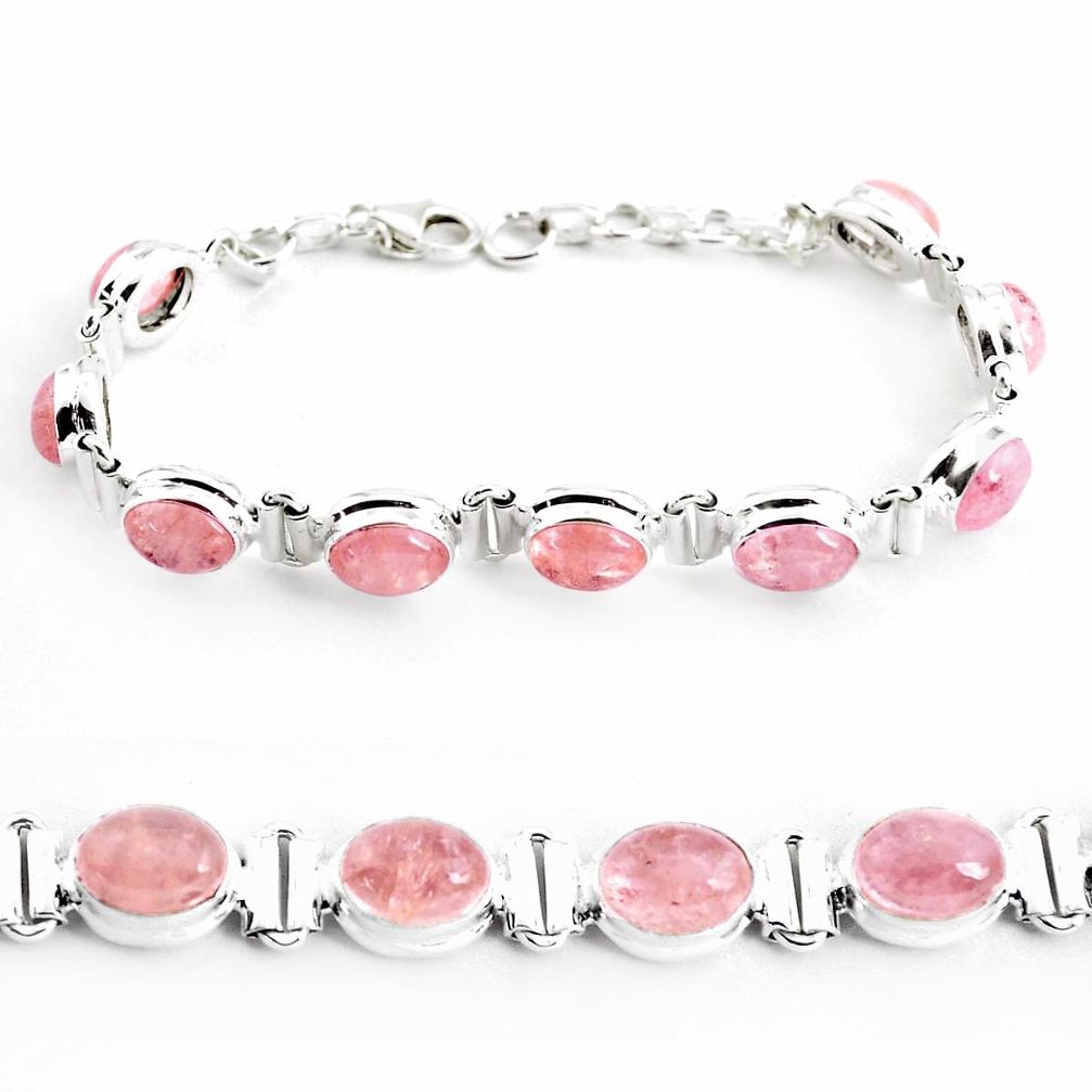 27.97cts natural pink morganite 925 sterling silver tennis bracelet p41026