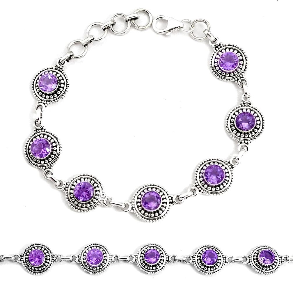 9.72cts natural purple amethyst 925 sterling silver tennis bracelet p34657