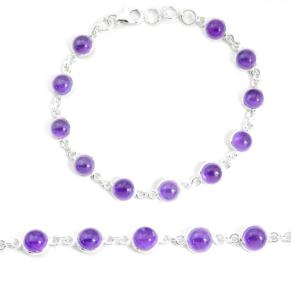 24.89cts natural purple amethyst 925 sterling silver tennis bracelet p34705