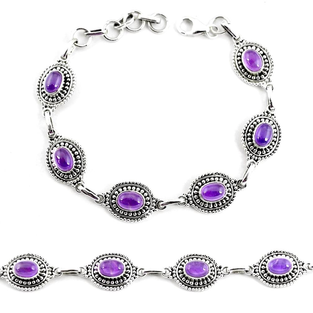 9.43cts natural purple amethyst 925 sterling silver tennis bracelet p65163