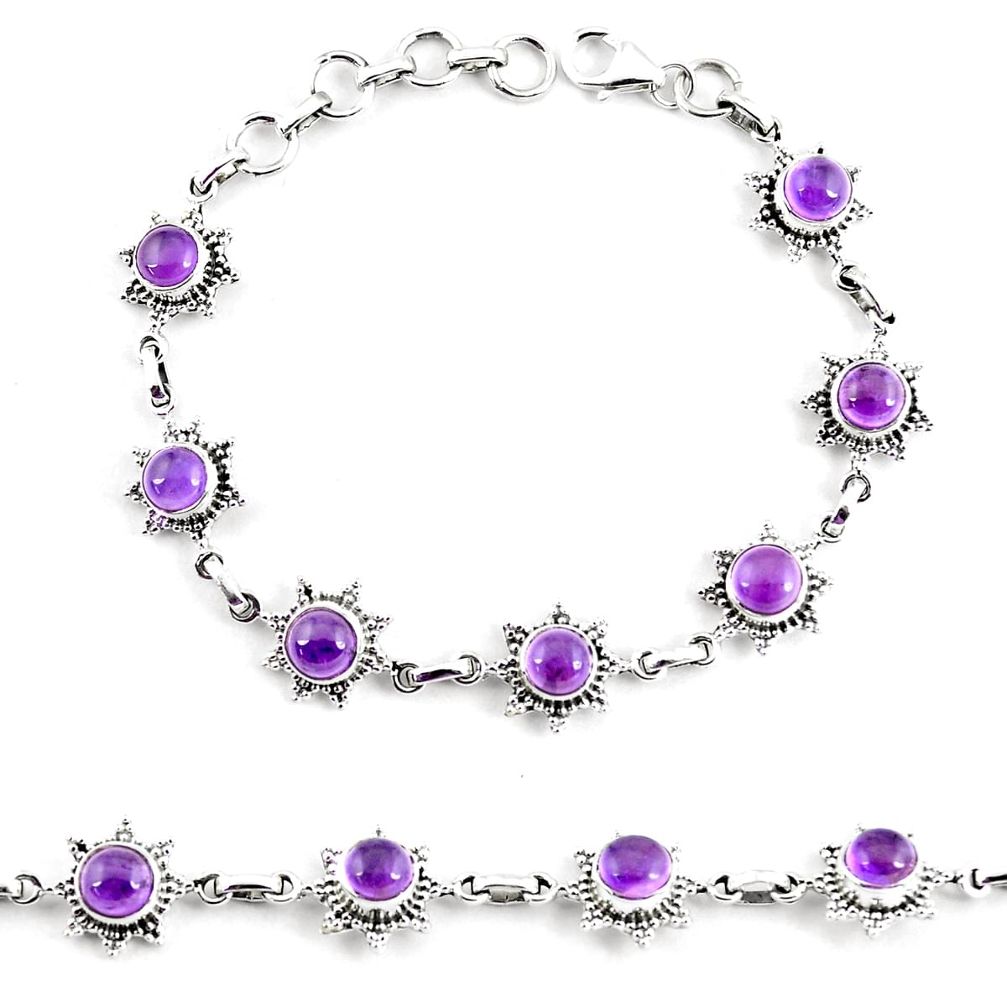 9.80cts natural purple amethyst 925 sterling silver tennis bracelet p65165