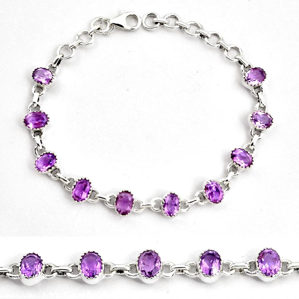 15.39cts natural purple amethyst 925 sterling silver tennis bracelet p82590