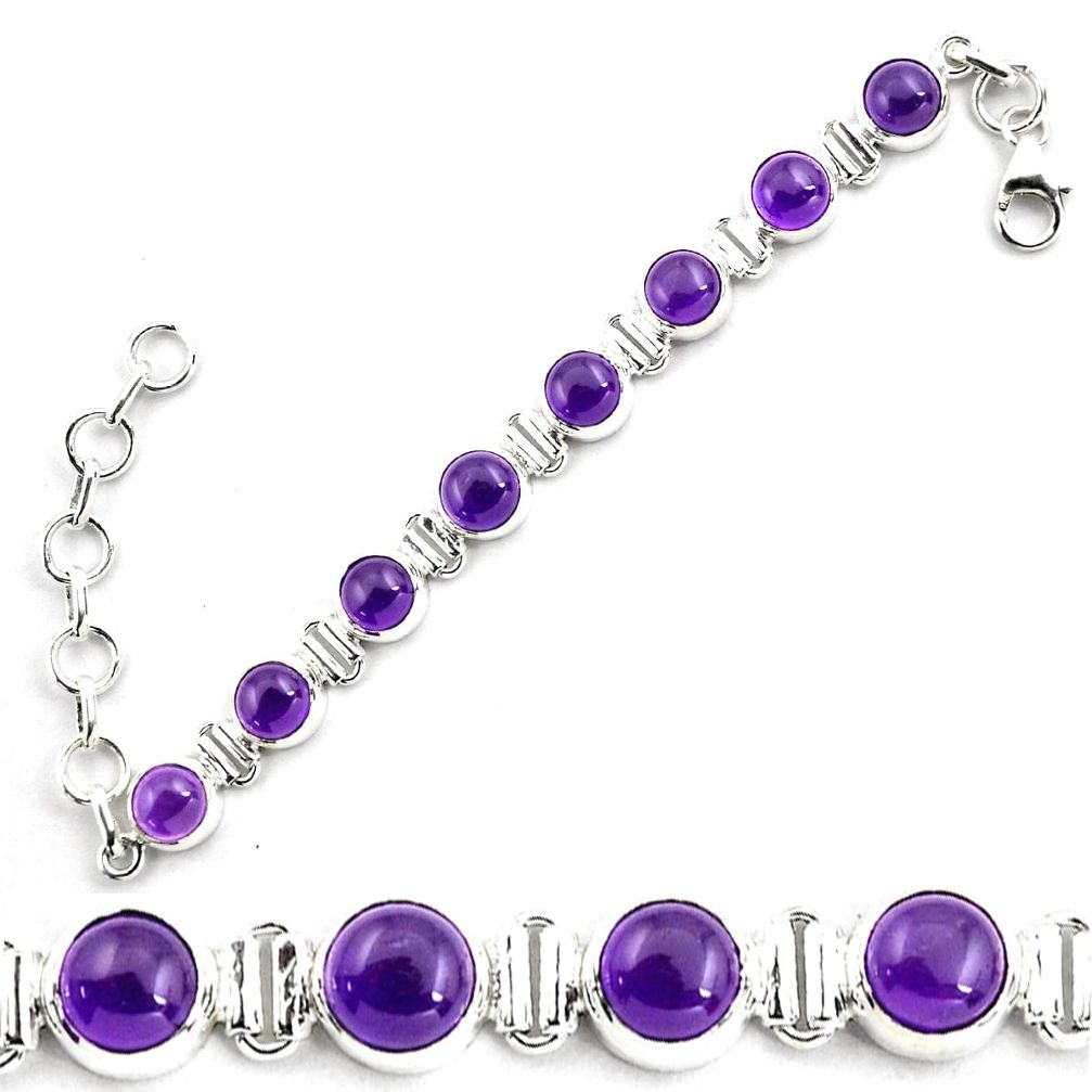 22.07cts natural purple amethyst 925 sterling silver tennis bracelet p87818